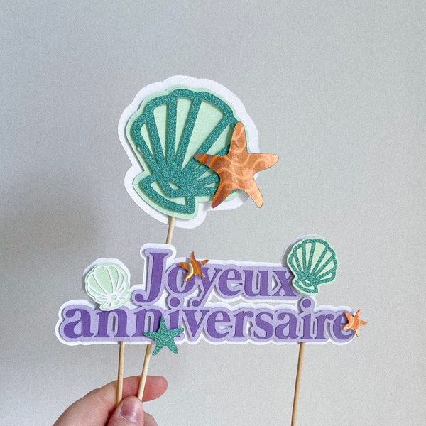 Topper joyeux anniversaire - sirène - fusée - HAPPY BIRTHDAY - Cake Topper - Décoration gâteaux