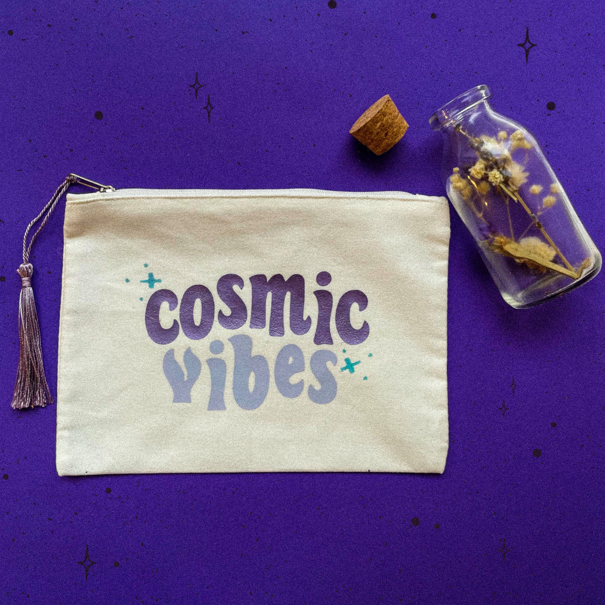 Trousse à Message, Pochette Message Typo Font, Pompon, Cosmic Vibes, Magic