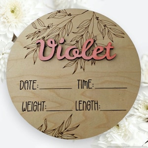 Newborn Baby Stats Sign, Wooden Birth Sign, Newborn Photo prop, birth announcement sign.