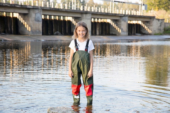 Kids Chlidren Chest Waders PVC Waterproof Pants Waders Ourdoor Fishing Wear  Cute