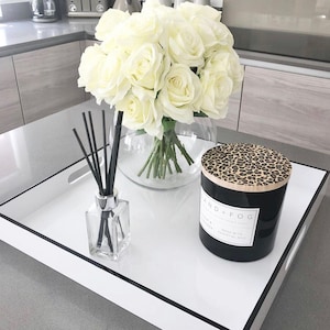 Square White Gloss Tray with Black Edging