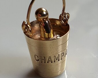 9ct Gold Charm, 9ct Gold Champagne bucket charm, FULLY HALLMARKED,