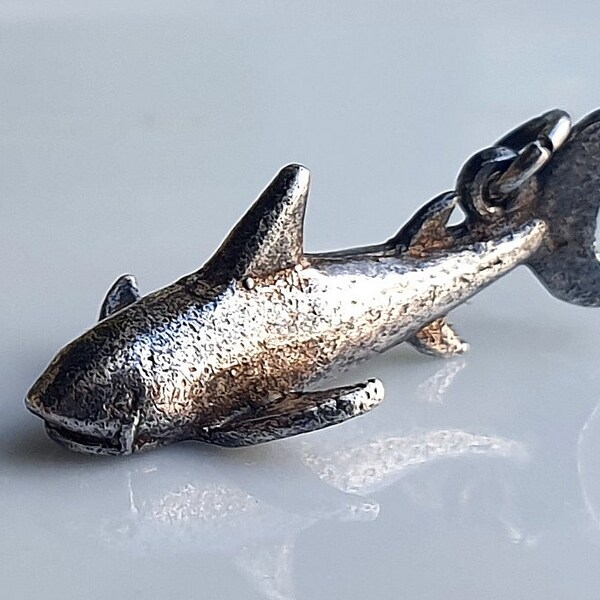 Vintage Silver Shark Charm, VERY UNUSUAL, Sterling Silver Charm, { 2 }