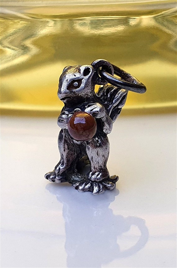 LAST ONE, RARE Vintage Silver Squirrel Acorn Char… - image 1