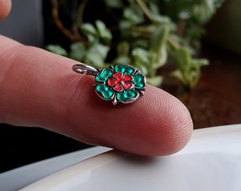 STUNNING QUALITY Vintage Silver Tudor Rose Charm, Sterling Silver Flower Charms,Tudor Rose Charms,Lancaster Rose Charm,Sterling Rose Charm f