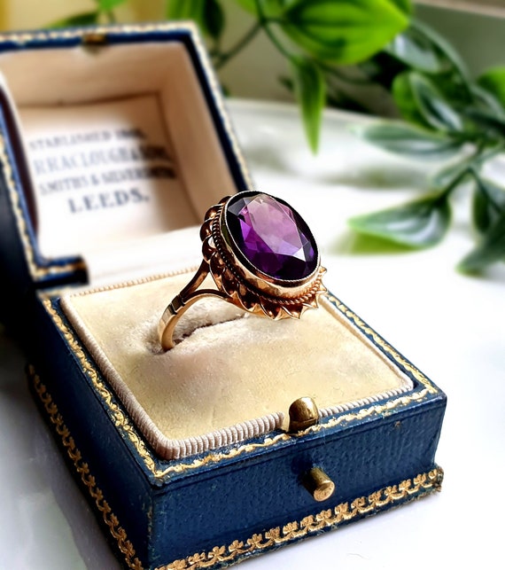STUNNING 5 Carat Vintage 9ct Gold Amerthyst Ring,… - image 2