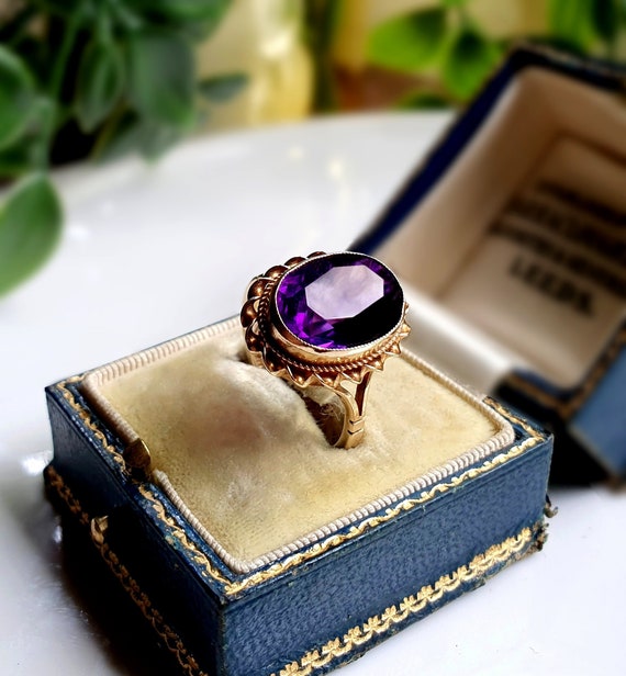 STUNNING 5 Carat Vintage 9ct Gold Amerthyst Ring,… - image 4