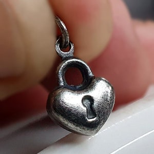 Vintage Silber Fancy Vorhängeschloss Charm, Sterling Padlock Charms,