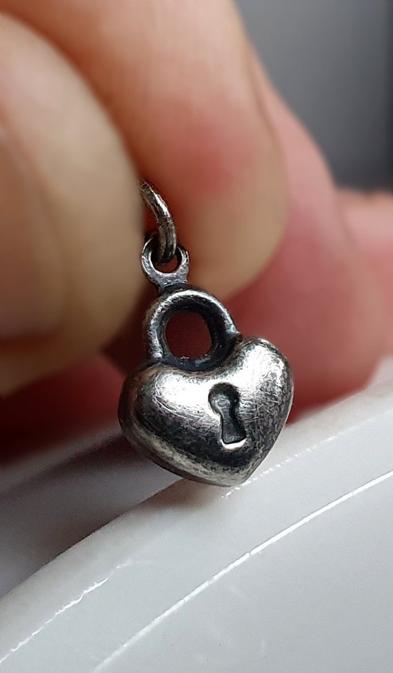 Vintage Silver Fancy Padlock Charm, Sterling Padlock Charms,
