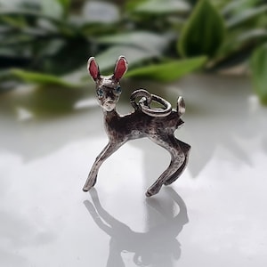 AMAZING QUALITY Vintage Silver Deer / Bambi Charm, STUNNING Gem Set Charm, Sterling  Silver Deer Charms,Sterling Deer Charm, Deer Charms,{g}