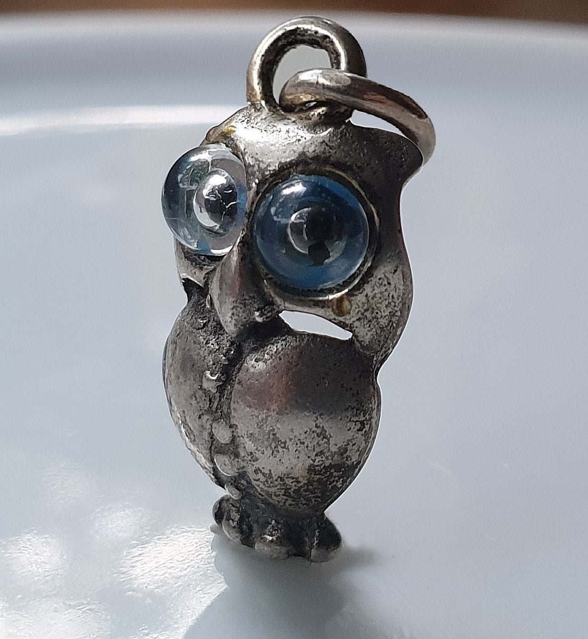 UNUSUAL Vintage Silver Owl Charm, Sterling Silver Owl Charms (1)