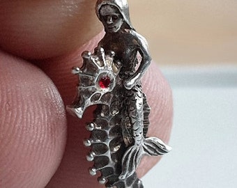 RARE NUVO Vintage Silver Mermaid Charm, Nuvo Silver Seahorse Charm