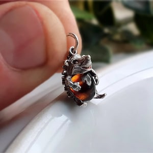 LAST ONE! Vintage Silver Hedgehog Charm, HARD to find Charm These Days, MiNT Condition,Sterling Silver Hedgehog Charms, Gem Set Charm r