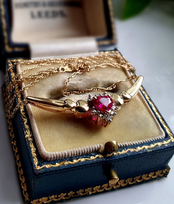 AMAZING Genuine Vintage 10ct Gold Ruby and Diamon… - image 2