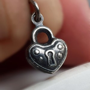 Vintage Silber Fancy Vorhängeschloss Charm, Sterling Padlock Charms,
