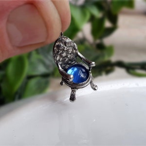 RARE GEM SET Vintage Silver Chair Charm, Sterling Silver Chair Charms,Sterling Silver Armchair Charm,Silver Rocking Chair Charm d