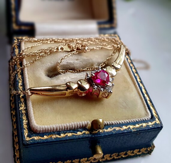 AMAZING Genuine Vintage 10ct Gold Ruby and Diamon… - image 3