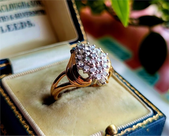 RARE Vintage 9ct Gold Diamond Cluster Ring 24 Diamonds RESIZING Available Gold Diamond Rings Vintage Gold Rings Diamond Ring. stock0a Etsy