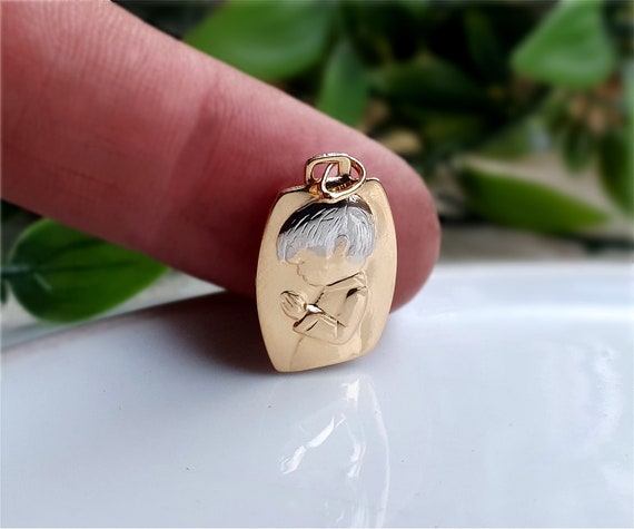 9ct Gold Filled Boy Praying Charm / Pendant, 2 Colour Golds 