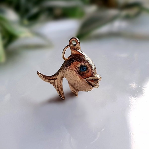 INCREDIBLY RARE 9ct Gold Happy Fish Charm, TRY Finding This Anywhere Else, 9ct Gold Puffed Fish Charm, Vintage 9ct Gold Fish Charm, { p }