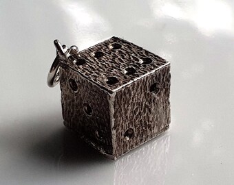 QUALITY Vintage Silver Dice Charm Genuine Sterling Silver Dice CharmSilver Dice, Sterling Dice, Dice Charm, Dice Pendant Dice Necklace (f)