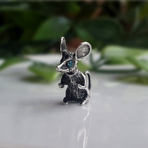 HIGHEST QUALITY Vintage Silver Gem Set MOVING Rat / Mouse Charm, Vintage Articulated Silver Charms, Silver Rat Charms, Silver Mouse Charm h