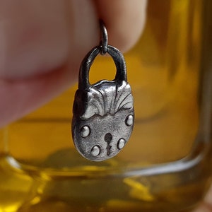 UNGEWÖHNLICHEN Vintage Silber Fancy Vorhängeschloss Charme, Sterling Vorhängeschloss Charms, n
