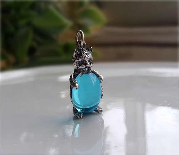 STUNNING NUVO Vintage Silver Gem Cat Charm Sterling Silver Cat Charms Sterling Nuvo Charms MINT Condition Gem Charms Chim Charms P Etsy UK