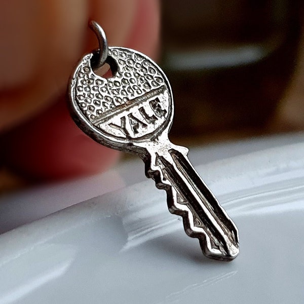 QUALITY OLD Vintage Silver Yale Key Charm ,Vintage Sterling Silver Key Charms (I)