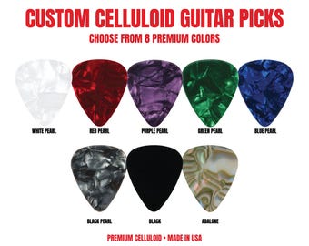 100pcs Custom Celluloid Guitar Picks | Personalized Guitar Picks | Upload Your Logo, Photo or Artwork | Made in USA