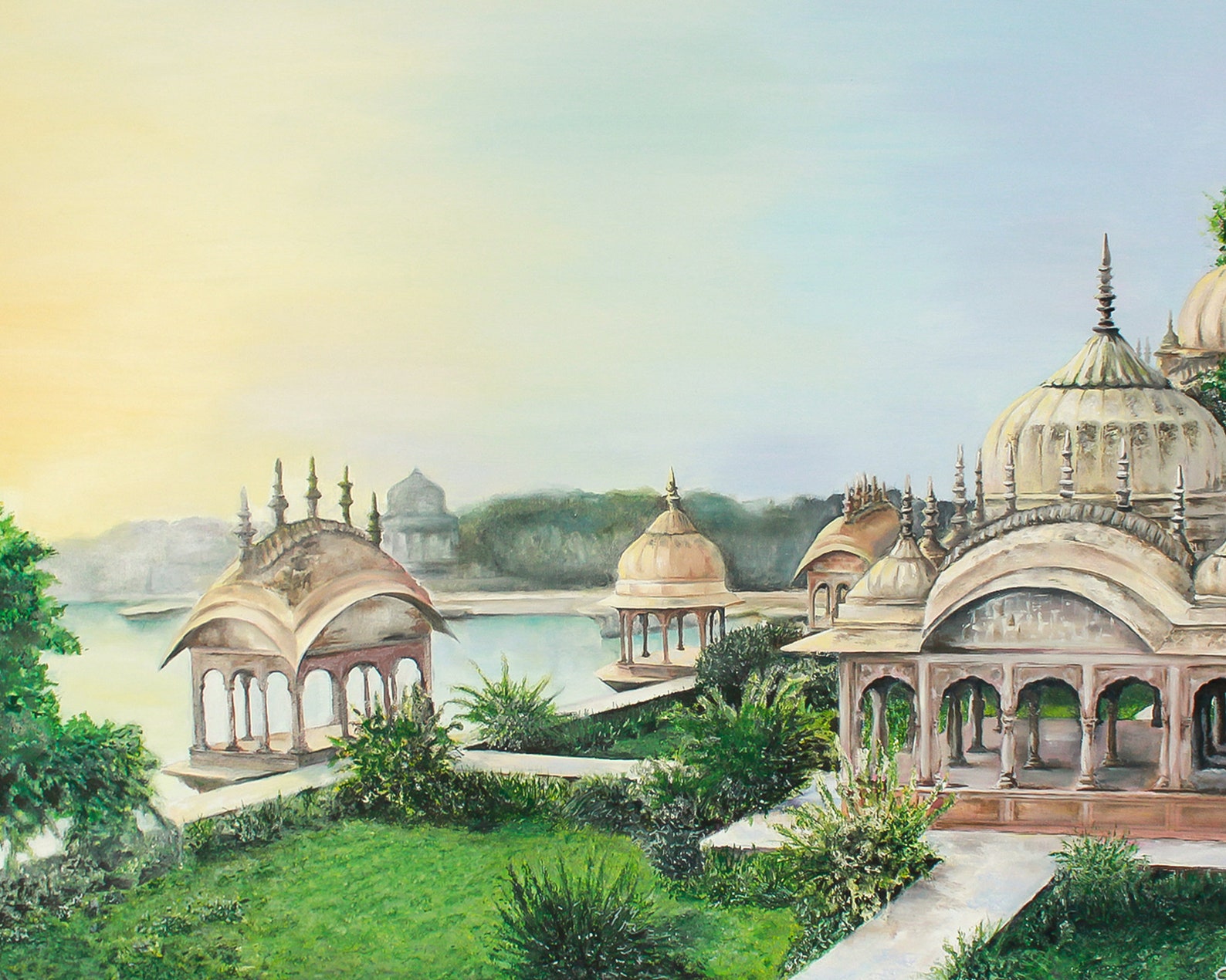 India landscape indian architecture temple on lake Cusum  Etsy
