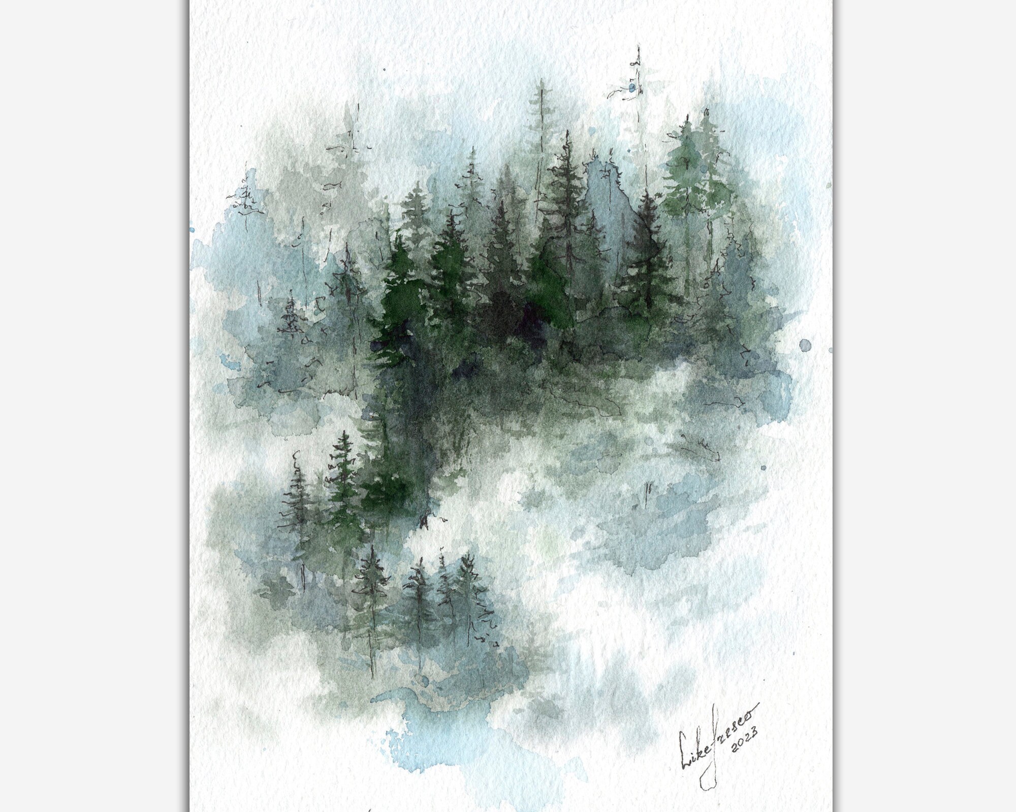 Misty nature painted with watercolor. : r/painting