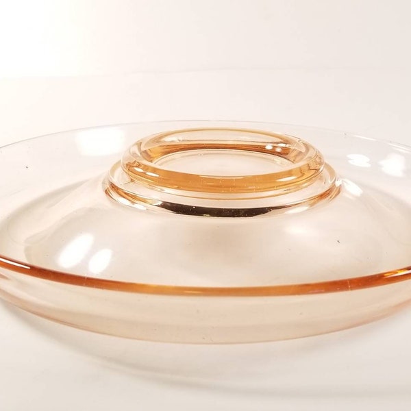 10" Wide Vintage Pink / amber Depression Glass Rolled Edge Console Bowl Thick glass  great shape perfect for a gift