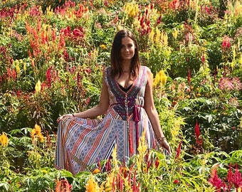 Gorgeous Multi-Colored floor length bohemian style dress. Size S.