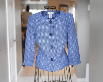Vintage Covington baby blue houndstooth button-up blazer. Size S.