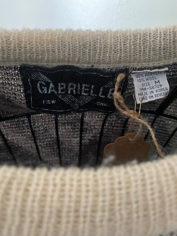 VTG 80s Gabrielle Sweater Geometric Pattern Knit … - image 4
