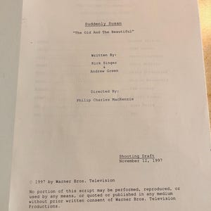 Signed Suddenly Susan Script - Brooke Shields, Kathy Griffin Autographs