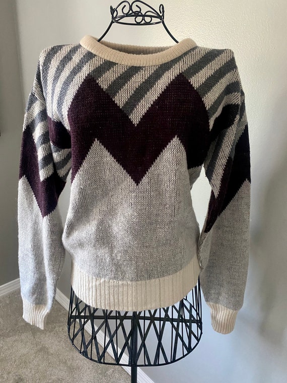 VTG 80s Gabrielle Sweater Geometric Pattern Knit … - image 2