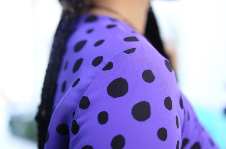 Vintage 80s purple polka-dot blouse. image 7
