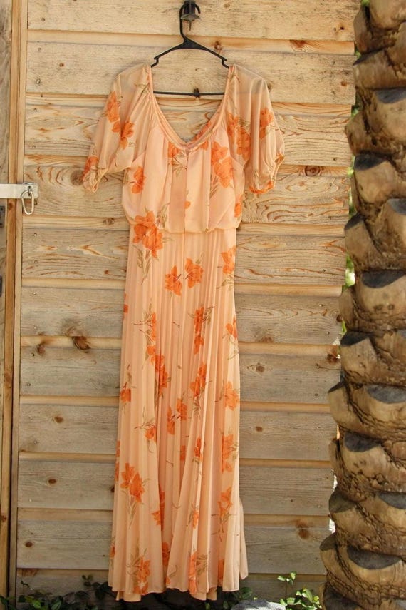 Floral Peach Pleated Dress Maeve Pleated Midi Dress: Floral Midi Dress, Sundress, Plisse Floral Peach Pleated Dress Maeve Pleated Midi Dress: Floral Midi Dress, Sundress, Plisse