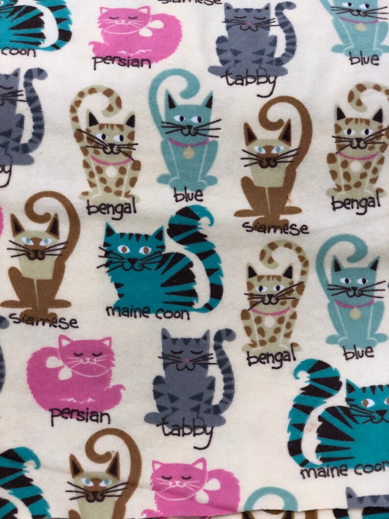 Kitty breeds cats cat print flannel fabric by the yard Etsy