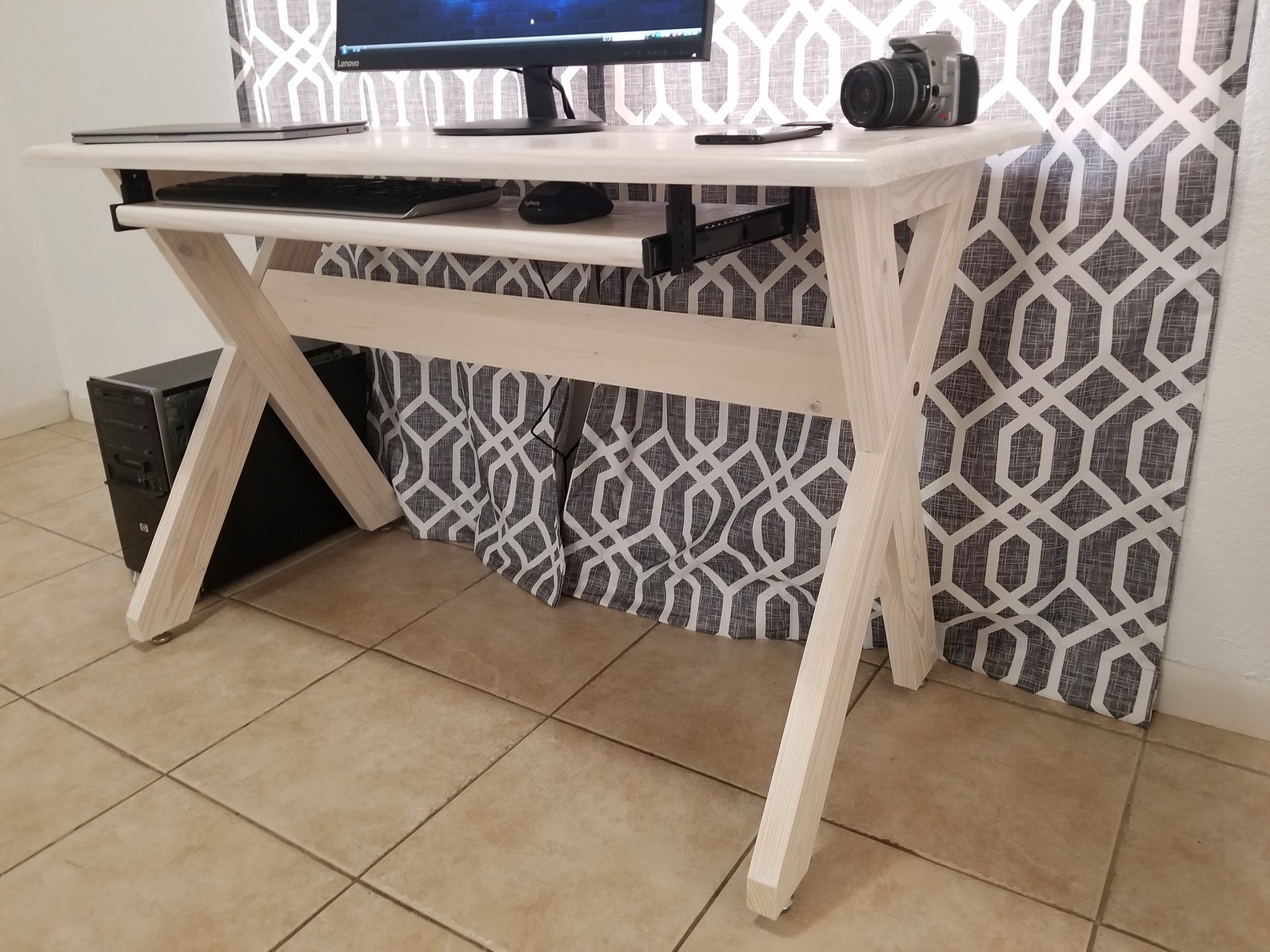 48 Solid Wood Computer Desk with SlideOut Keyboard Tray Etsy