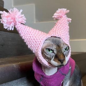 KNIT/CROCHET PATTERN / pointed cat hat / cat accessories / hat for cats / pdf knit and crochet patterns
