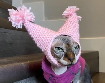 KNIT/CROCHET PATTERN / pointed cat hat / cat accessories / hat for cats / pdf knit and crochet patterns