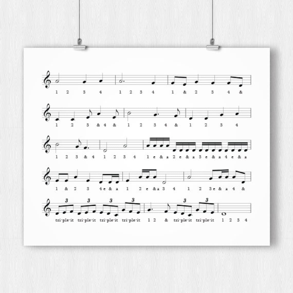 PRINTABLE Music Timing Reference Poster Download Etsy
