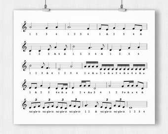 May include: A sheet of music with musical notes and the words "triple-it" and "triple it" repeated several times. The music is written in a standard musical notation format.