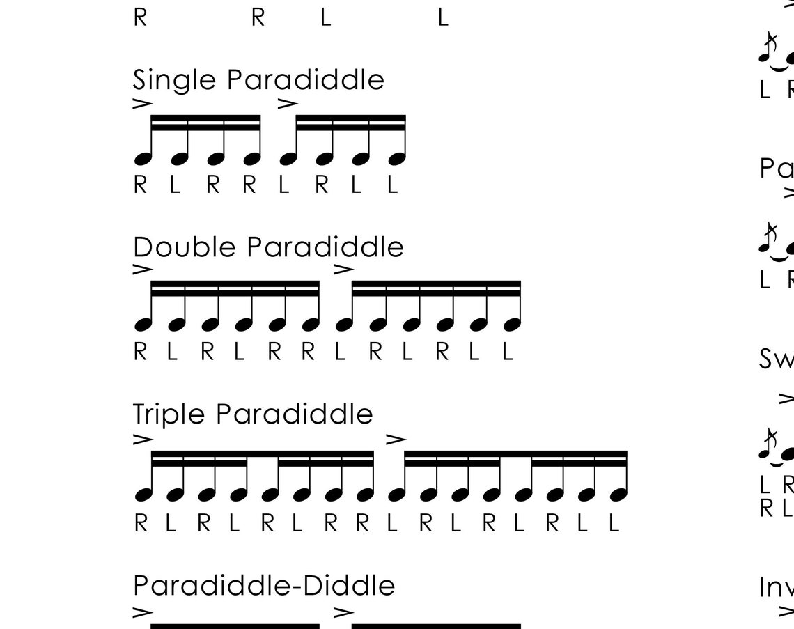 40 Drum Rudiments Poster Etsy