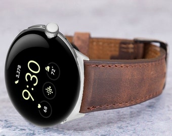 Bracelet de montre Google Pixel en cuir, bracelet Google Pixel personnalisé pour homme, bracelet de montre Android personnalisé gravé, cadeau pour papa, père, petit ami
