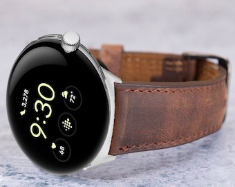 Correa de reloj Google Pixel de cuero, correa personalizada de Google Pixel para hombres, banda de reloj Android personalizada grabada, regalo para papá, padre, novio