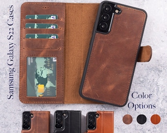 Samsung S25 Hülle, S25 Ultra Ledertasche, abnehmbare personalisierte benutzerdefinierte Samsung S24 S23 S22 S21 Ultra / Plus Kartenhalter Brieftasche Fall Männer